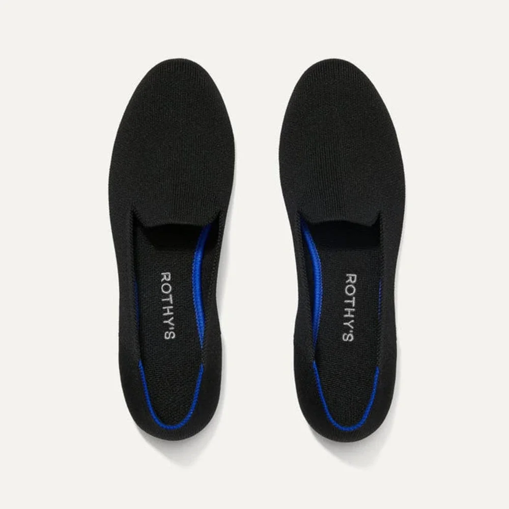 Rothy's The Loafers Flat Slip On Shoes Black Women's Size 7.5 NWOB